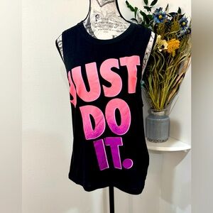 Nike Activewear Black and Pink Graphic Muscle Tee size XS